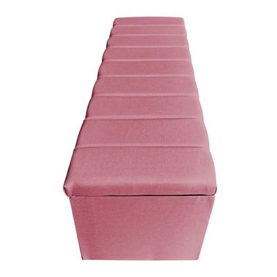 Kit Cabeceira E Calçadeira Recamier Baú Solteiro 0,90m Holanda Suede Rosa - Pallazio