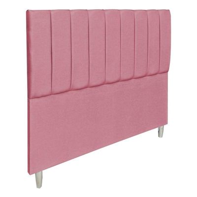 Kit Cabeceira E Calçadeira Recamier Baú Solteiro 0,90m Holanda Suede Rosa - Pallazio