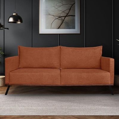 Sofá Living 2 Lugares 1,60m Atlantis Bouclê Pés De Ferro - Pallazio Cor Terracota