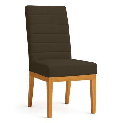 Kit 2 Cadeiras De Jantar Solana Suede Marrom Base De Madeira - Pallazio