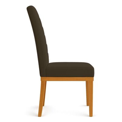 Kit 2 Cadeiras De Jantar Solana Suede Marrom Base De Madeira - Pallazio