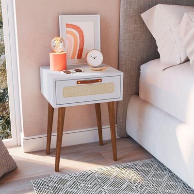 Mesa Cabeceira Retrô Branco