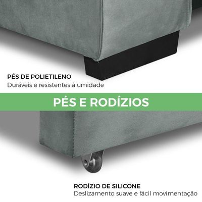 Sofá Retrátil E Reclinável 2 Lugares 2,90m Andreza Veludo Lansofbr Cinza