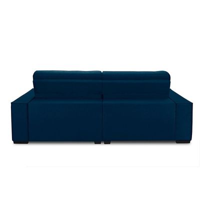 Sofa Retratil Reclinavel 2 Lugares 2,20 Vitória Veludo Azul Marinho Lansofbr