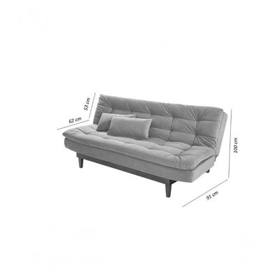 Sofá Cama Dubai 3 Lugares Império Reclinável Casal Pés Madeira Espuma Especial D33 Madero Cinza 380