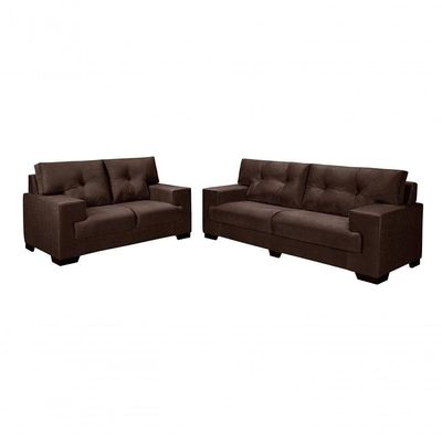 Sofá Julia Conjunto 2 E 3 Lugares Império Estofados Suede Marrom 379