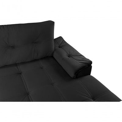 Sofá Viena Canto Suede Plus Confortável Pés Madeira Império Preto 381
