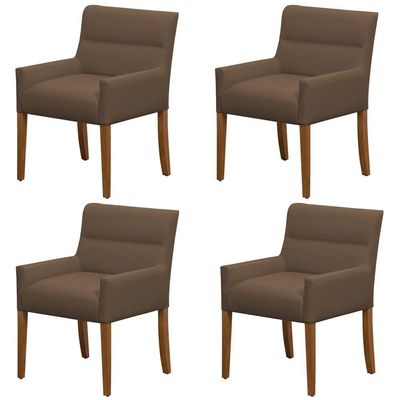 Kit 4 Cadeiras Para Mesa De Jantar Angel Base Madeira Corano Marrom - Nexta Casa