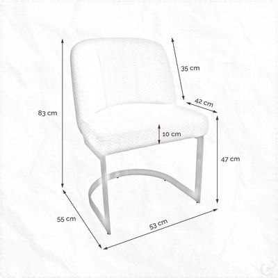 Kit 4 Cadeiras De Jantar Cléo Base Ouro Fosco Linho Bouclé Off White - Nexta Casa