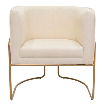 Kit 02 Poltronas Decorativas Betina Base Aço Ouro Fosco Bouclé Off White - Nexta Casa