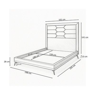 Cama Casal Pés Ferro Otto Com Cabeceira Roma Corano Caramelo Bouclé Off White - Nexta Casa