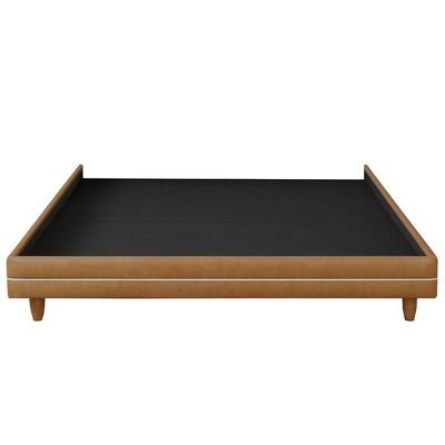 Cama Casal Pés Madeira 148cm Otto Corano Caramelo Bouclé Off White - Nexta Casa