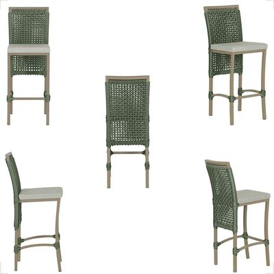 Mesa Bistrô Com 4 Banquetas Roma Fendi Corda Náutica 3 Trama Verde