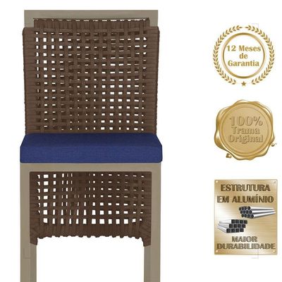 Mesa Bistrô 4 Banquetas Roma Fendi Corda Estofado 10 Trama Marrom