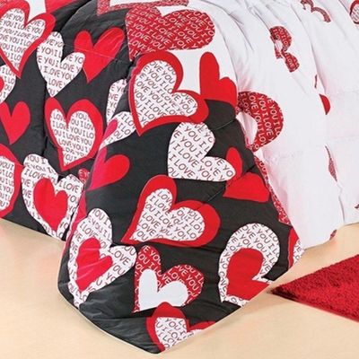 Kit Edredom Desire Casal Queen 5 Peças Percal 200 Fios 100% Algodão - Estampa Love