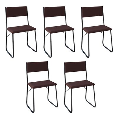 Kit 5 Cadeiras De Jantar Angra Estofadas Para Mesa Sala Cozinha Conforto E Estilo - Marrom
