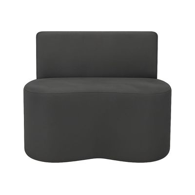 Puff Feijão Curvo Orgânico Redondo Com Encosto Sala Resistente Confortável Suede Cinza Chumbo
