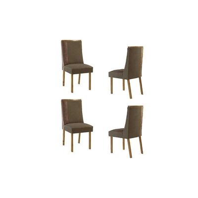 Cadeira De Cozinha Tilia Kit 4 Un Naturalle/suede Capuccino/corano Capuccino - Rufato