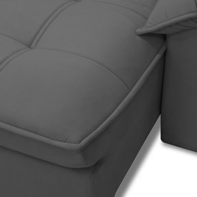 Sofá 3 Lugares Retrátil Reclinável Para Sala 230cm Giotto F04 Veludo Grafite - Lyam Decor