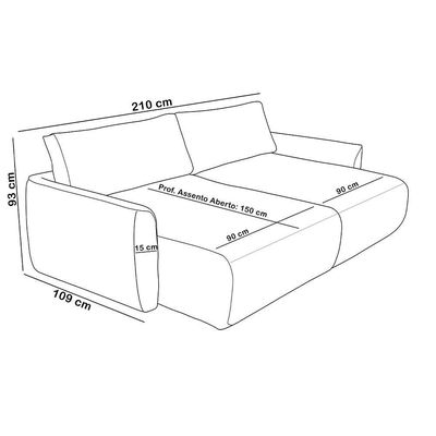 Sofá Cama Retrátil 3 Lugares Para Sala De Estar 210cm Malva F04 Linho Bege - Lyam Decor
