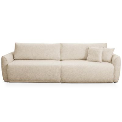 Sofá Cama Retrátil 3 Lugares Para Sala De Estar 210cm Malva F04 Linho Bege - Lyam Decor