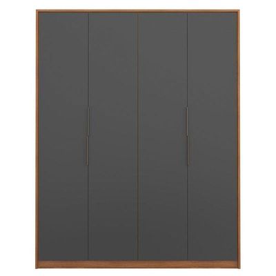 Guarda Roupa Casal Attore D43010k 4 Portas Amêndola Grafito - Demartêz