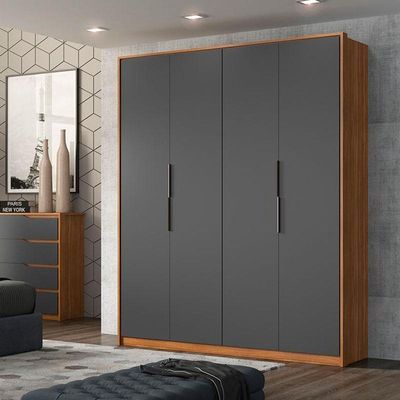 Guarda Roupa Casal Attore D43010k 4 Portas Amêndola Grafito - Demartêz