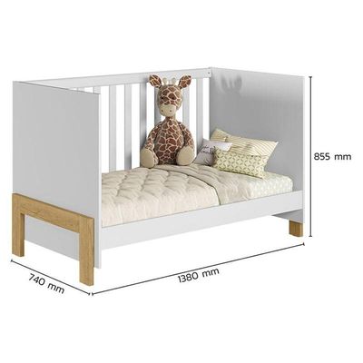 Berço Americano Mini Cama Fantasia Branco Acetinado - Qmovi E Guarda Roupa Infantil Americano 4 Portas Branco Hp - Henn