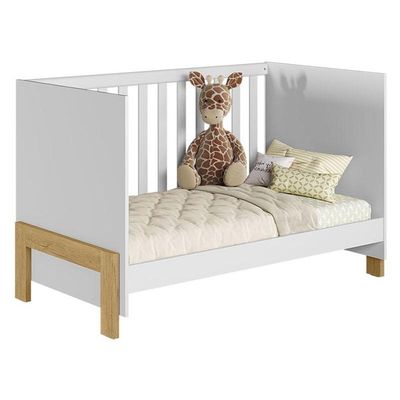 Berço Americano Mini Cama Fantasia Branco Acetinado - Qmovi E Guarda Roupa Infantil Americano 4 Portas Branco Hp - Henn