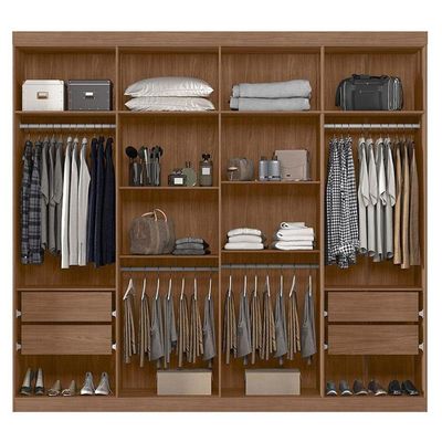 Guarda Roupa Casal 8 Portas 4 Gavetas Master New Jatobá Grafite Acetinado - Santos Andirá