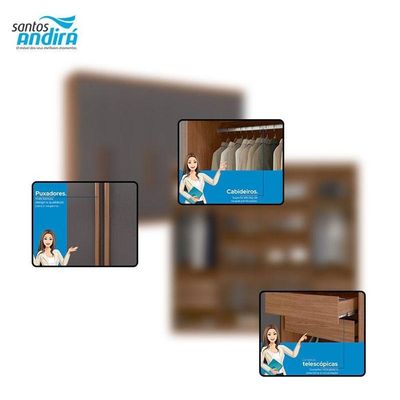 Guarda Roupa Casal 8 Portas 4 Gavetas Master New Jatobá Grafite Acetinado - Santos Andirá