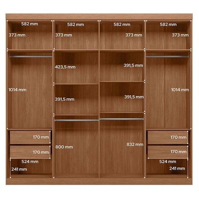 Guarda Roupa Casal 8 Portas 4 Gavetas Master New Jatobá Grafite Acetinado - Santos Andirá