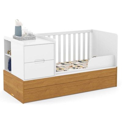 Berço Americano Multifuncional Formare Branco Freijó - Matic E Guarda Roupa Casal Americano 6 Portas Branco Hp - Henn