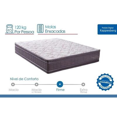 Cama Box Baú Novo + Colchão Molas Kappesberg Ensacadas Inverno Verão + Base Crc Courano Black
