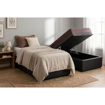 Cama Box Baú Novo + Colchão Molas Kappesberg Ensacadas Inverno Verão + Base Crc Courano Black