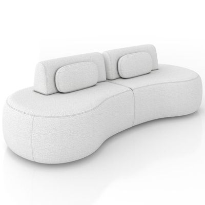 Sofá 3 Lugares Orgânico Para Sala Living 240cm Vasti M03 Bouclê Cru - Lyam Decor