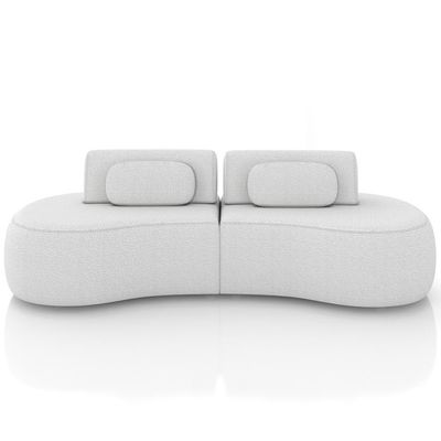 Sofá 3 Lugares Orgânico Para Sala Living 240cm Vasti M03 Bouclê Cru - Lyam Decor