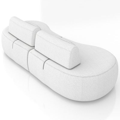 Sofá 3 Lugares Orgânico Para Sala Living 240cm Vasti M03 Bouclê Cru - Lyam Decor