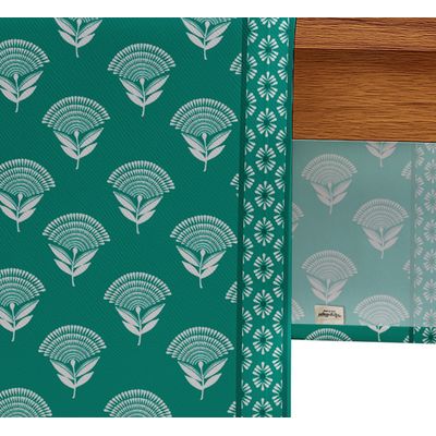 Caminho de Mesa de Algodão Estampado em Bloco - Twill Premium 36 cm - Cozinha, Jantar, Café, Aparador - Vários Comprimentos - Vargottam 35,56 Cm (L) × 274,32 Cm (C) / Verde