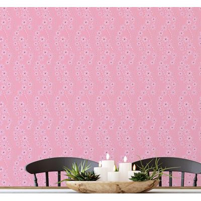 Papel de Parede Étnico Paisley Folha Rosa, Autoadesivo, Envoltório, Decoração DIY Fácil para Quarto Fazenda, Sala, Armários - S4Sassy 63,5 cm (L) × 304,8 cm (C) / Rosa - Vinil Liso