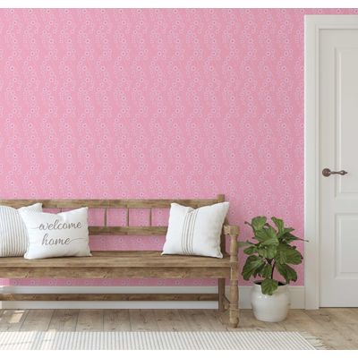 Papel de Parede Étnico Paisley Folha Rosa, Autoadesivo, Envoltório, Decoração DIY Fácil para Quarto Fazenda, Sala, Armários - S4Sassy 63,5 cm (L) × 304,8 cm (C) / Rosa - Vinil Liso
