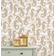 Papel de Parede Vinílico Autoadesivo Removível Monocromático com Cavalo-Marinho e Ondas Bege para Banheiro, Lavanderia, Armário - S4Sassy 63,5 cm (L) × 914,4 cm (C) / Bege - Vinil Liso
