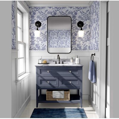 Papel de Parede Floral Étnico, Revestimento Azul Autoadesivo, Decoração DIY Fácil para Quarto Estilo Fazenda, Sala, Armários - S4Sassy 63,5 cm (L) × 304,8 cm (C) / Azul - Vinil Liso