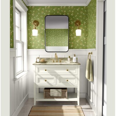 Revestimento de Parede Autoadesivo Destacável Floral Noturno Pequeno Verde para Quarto, Banheiro, Lavanderia e Interior de Armário - S4Sassy 63,5 cm (L) × 304,8 cm (C) / Verde - Vinil Liso