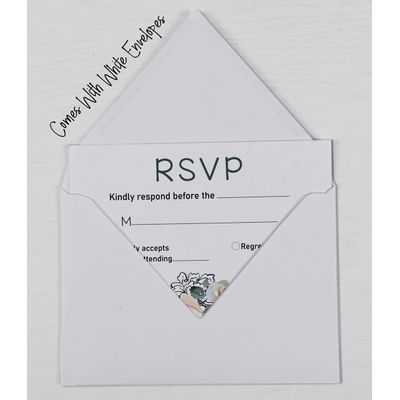 50 Cartões RSVP em Branco com Envelopes Brancos - Floral para Casamento/Jantar de Ensaio/Chá de Bebê/Chá de Panela/Noivado - Inkdotpot 10,16 Cm × 15,24 Cm / Branco