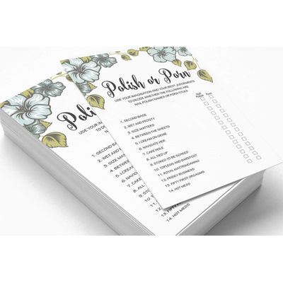 50 Cartões Florais Quadrados em Branco para Sugestões de Presentes, Chá de Noiva, Chá de Panela e Despedida de Solteira - Inkdotpot 12,7 Cm × 17,78 Cm / Branco - Esmalte ou Filme
