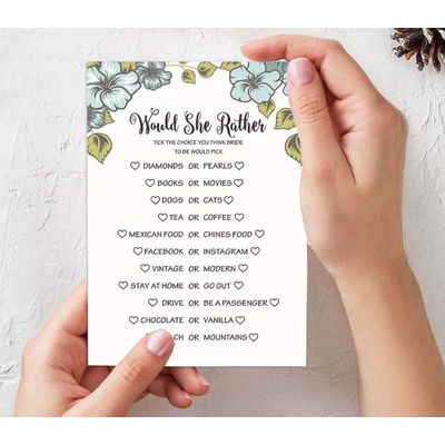 50 Cartões Florais Quadrados em Branco para Sugestões de Presentes, Chá de Noiva, Chá de Panela e Despedida de Solteira - Inkdotpot 12,7 Cm × 17,78 Cm / Branco - Conjunto de 4