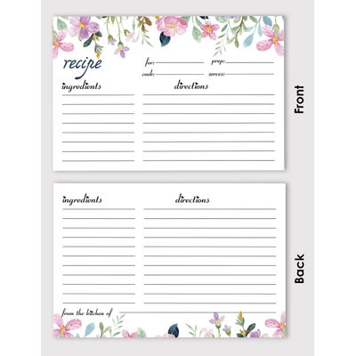 Cartões de Receita 10 x 15 cm (50), Cartão Premium Grosso Dupla Face para Casamento/Chá de Bebê/Chá de Panela, Tema Floral - Inkdotpot 15,24 Cm × 10,16 Cm / Branco