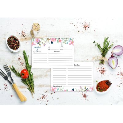 Cartões de Receita 10 x 15 cm (50), Cartão Premium Grosso Dupla Face para Casamento/Chá de Bebê/Chá de Panela, Tema Floral - Inkdotpot 15,24 Cm × 10,16 Cm / Branco