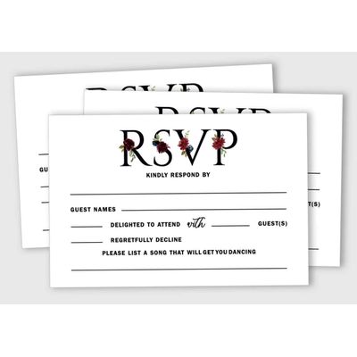 50 Cartões RSVP em Branco com Envelopes Brancos Floral 10x15 cm - para Casamento/Chá de Panela/Chá de Bebê/Jantar de Ensaio - Inkdotpot 10,16 Cm × 15,24 Cm / Branco